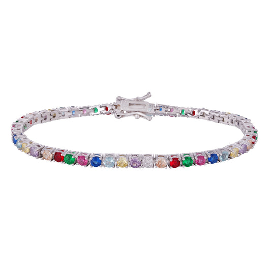 Wholesale copper plated 14k gold three-layer bracelet, colorful zircon embellish your wrist - Lyra