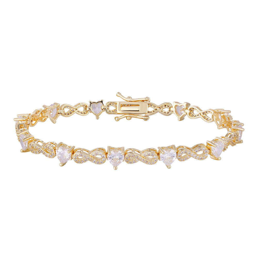 Wholesale 18k zircon bracelet, hand-made micro-inlaid natural zircon, infinity symbol design, buckle design for easy wearing, women's gift - Lyra