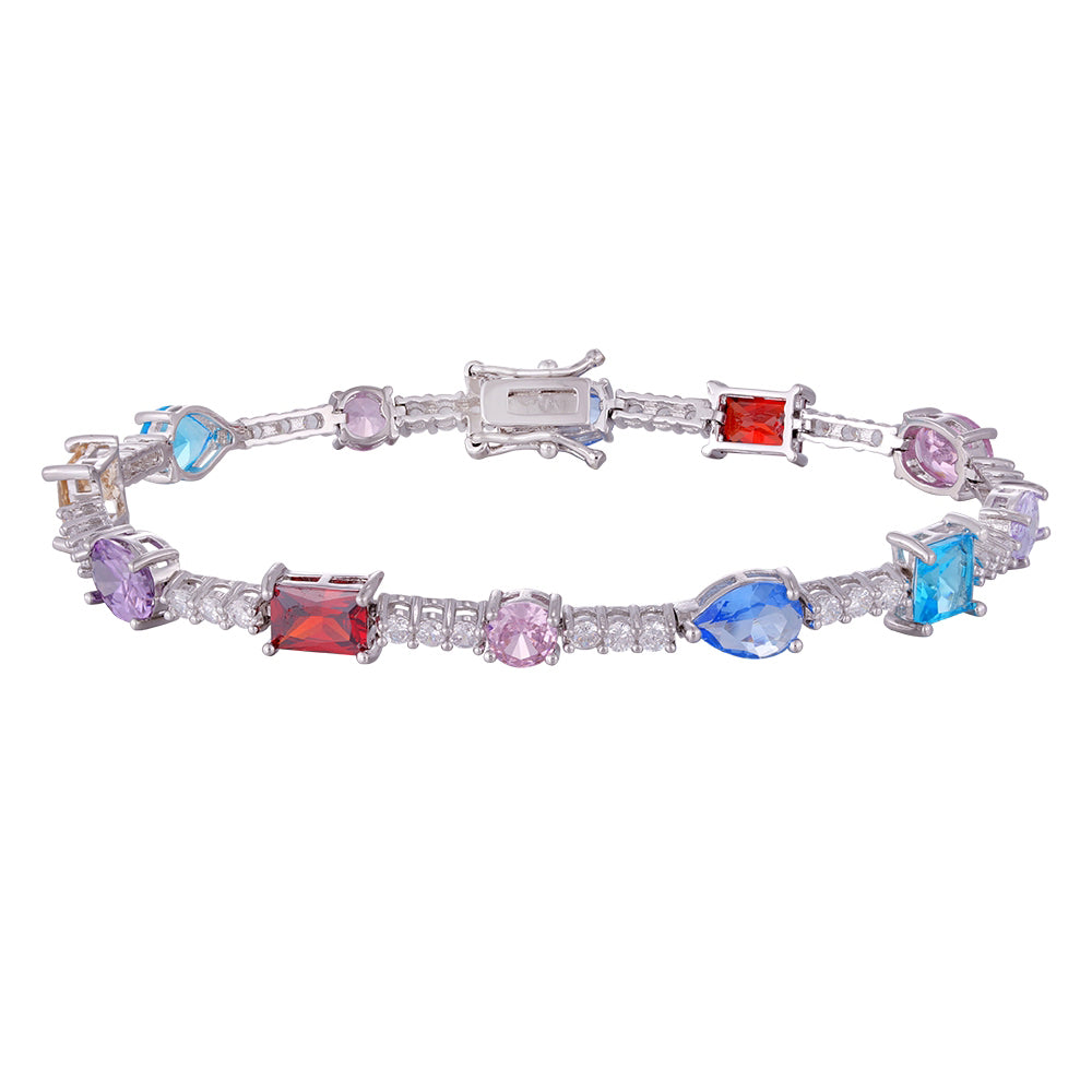 Wholesale 18k zircon bracelet, hand-made micro-inlaid natural zircon, colorful zircon summer bracelet, buckle design for easy wearing, women's gift - Lyra