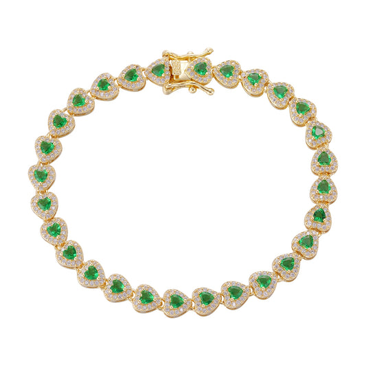 Wholesale 18k zircon bracelet, hand-made micro-inlaid natural zircon, love zircon summer bracelet, buckle design for easy wearing, women's gift - Lyra