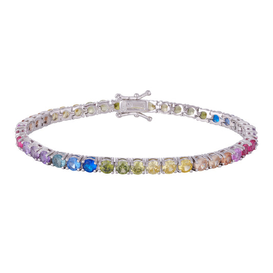 Three-layer copper-plated gold bracelet, rainbow zircon, wholesale purchase, hypoallergenic. - Lyra