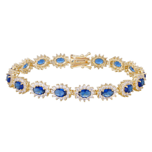 Wholesale bracelet 18k gold micro inlaid natural zircon, sun ray design, blue zircon embellishment, holiday gift - Lyra