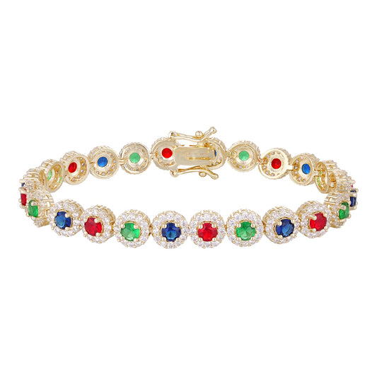 Wholesale bracelet 18k gold micro inlaid natural zircon, rainbow color matching, holiday gift - Lyra