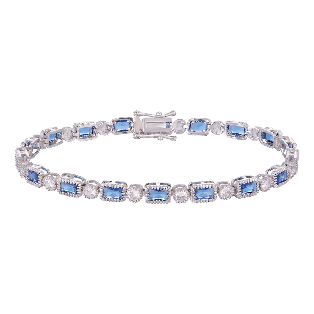 Wholesale bracelet 18k gold micro inlaid natural zircon, square blue zircon matching, holiday gift - Lyra