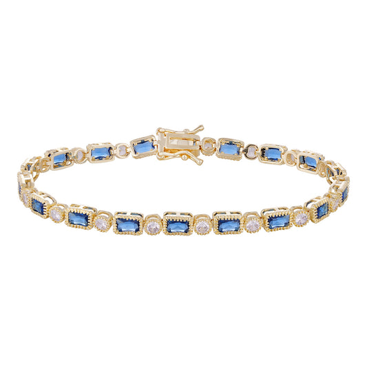 Wholesale bracelet 18k gold micro inlaid natural zircon, square blue zircon matching, holiday gift - Lyra