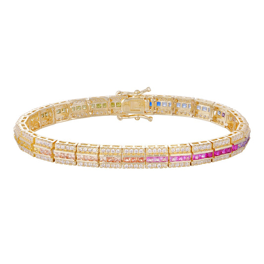 Wholesale bracelet 18k gold micro-inlaid natural zircon, irregular color zircon matching, non-allergenic and waterproof, holiday gift - Lyra