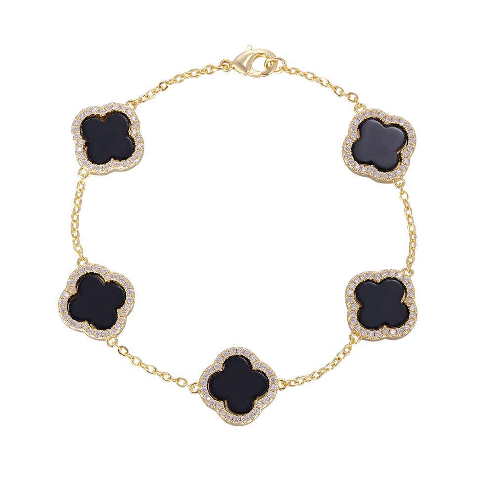 Wholesale bracelet 18k gold micro-inlaid natural zircon, Van Cl*** & Ar***s same style, exclusive design, holiday gift - Lyra