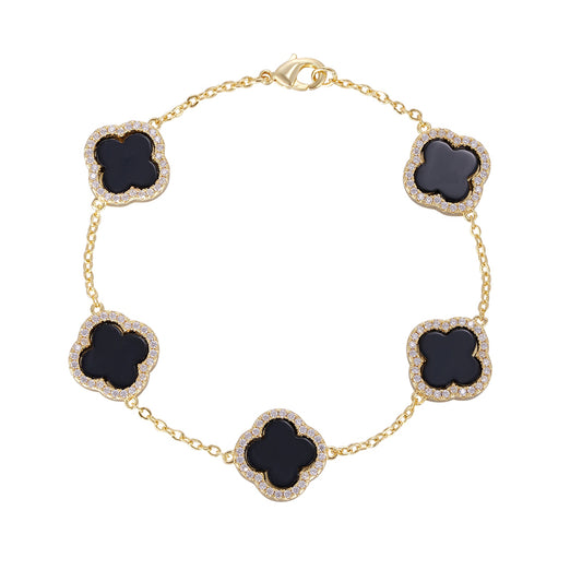Wholesale bracelet 18k gold micro-inlaid natural zircon, Van Cl*** & Ar***s same style, exclusive design, holiday gift - Lyra