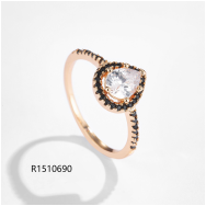 Wholesale copper-plated gold rings with 6A zircon, colorfast.