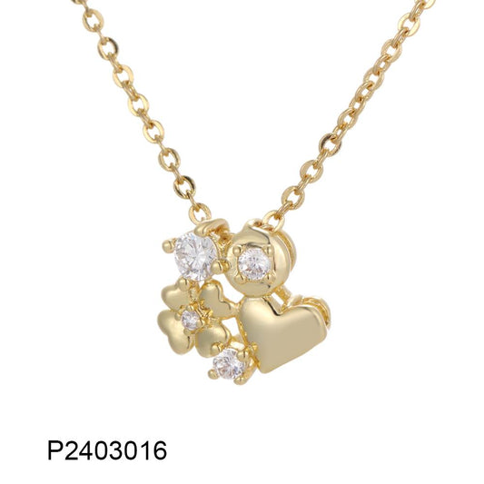 Wholesale copper-plated 14k/18k heart-shaped zircon necklace, waterproof and colorfast, unique design - Lyra