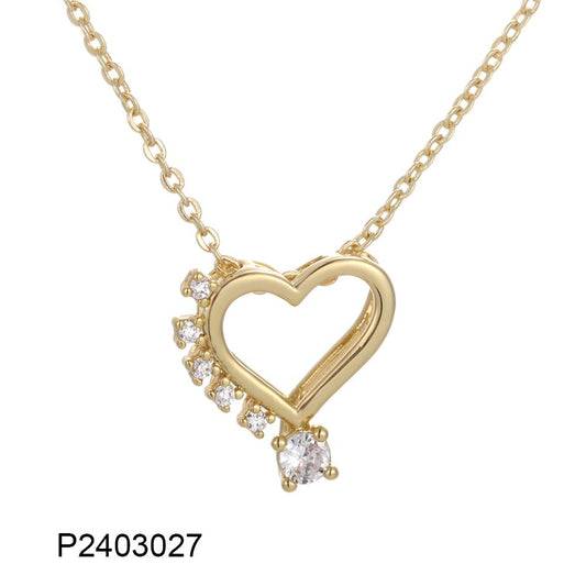 Wholesale copper-plated 14k/18k heart-shaped zircon necklace, waterproof and colorfast, unique design1