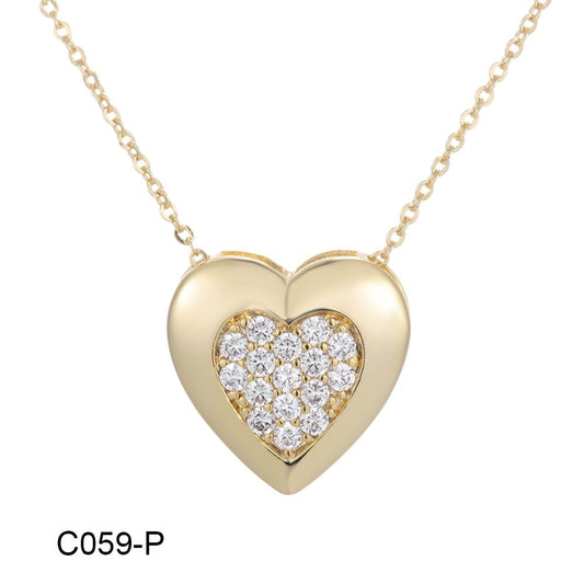 Wholesale copper plated 14k gold inlaid zircon heart necklace, environmentally friendly material, not easy to allergic, waterproof and non-fading - Lyra