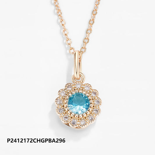 Environmentally friendly brass plated 14k/18k gold large zircon necklace, waterproof and non-fading, original