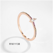 Wholesale copper-plated gold rings with 6A zircon, colorfast.