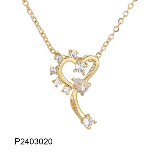 Copper plated 14k gold inlaid zircon heart necklace wholesale, environmentally friendly material, not easy to allergic - Lyra