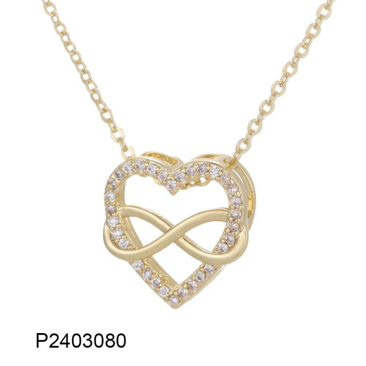 Wholesale love infinity symbol copper plated 14k gold inlaid zircon necklace, environmentally friendly material, not easy to allergic, waterproof and not fade - Lyra