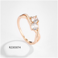 Wholesale copper-plated gold rings, set with zircon stones, waterproof and colorfast.