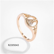 Wholesale copper-plated gold rings, set with zircon stones, waterproof and colorfast.