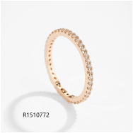 Gold-plated copper ring with zircon stones, colorfast, highly lustrous, and versatile.