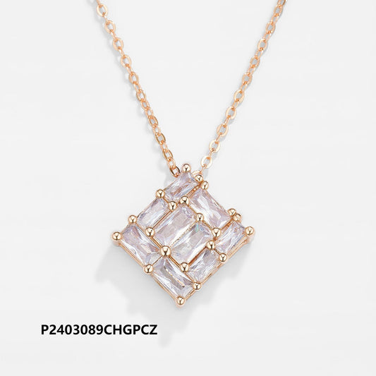Wholesale copper-plated gold necklace inlaid with 6A zircon, three designs to choose