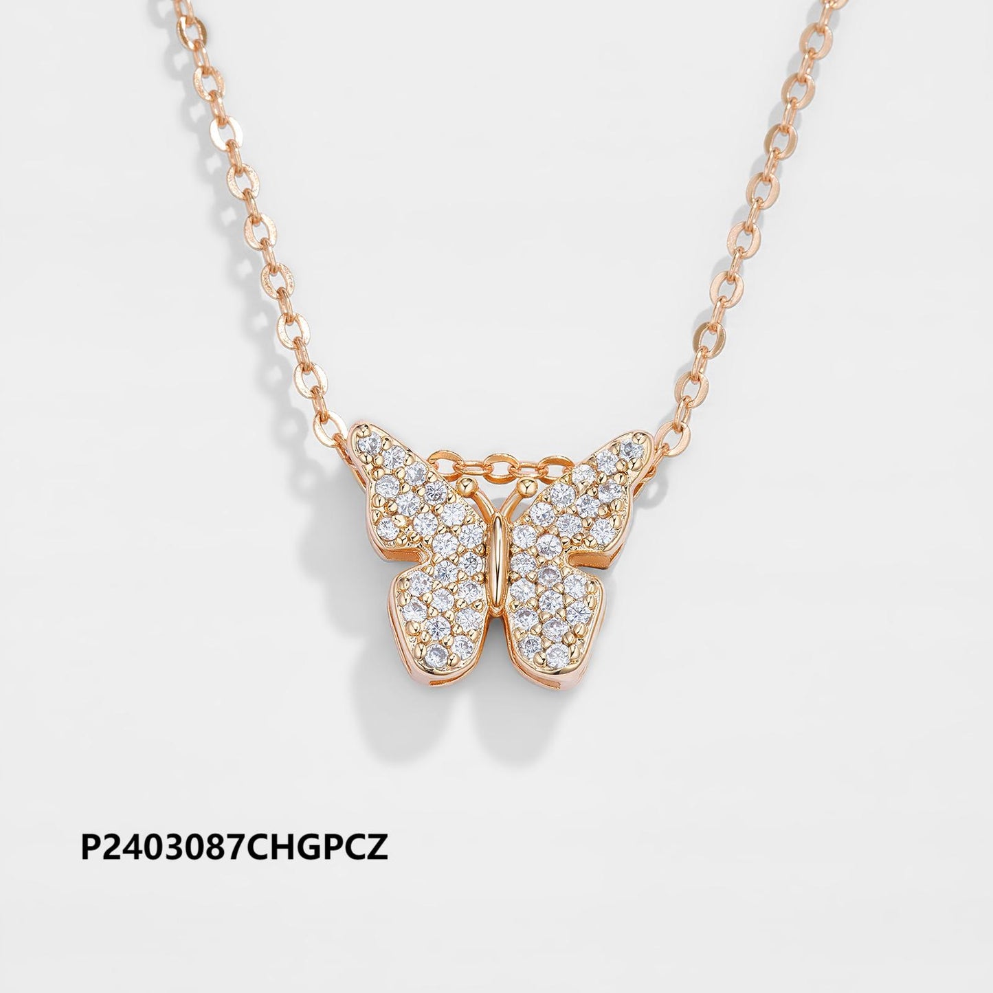 Wholesale copper-plated gold butterfly necklace, inlaid with 6A zircon, two designs to choose from
