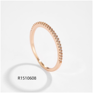 Gold-plated copper ring with zircon stones, colorfast, highly lustrous, and versatile.