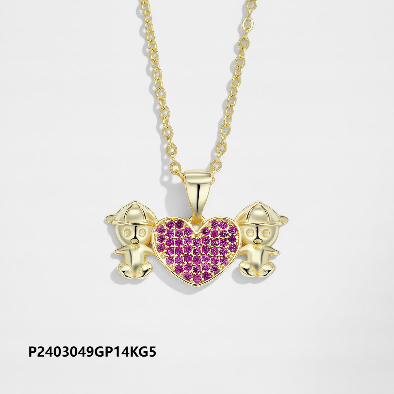 Environmentally friendly copper plated 14k gold heart colored zircon necklace wholesale, boutique versatile fashion parent-child necklace, non-fading and waterproof - Lyra