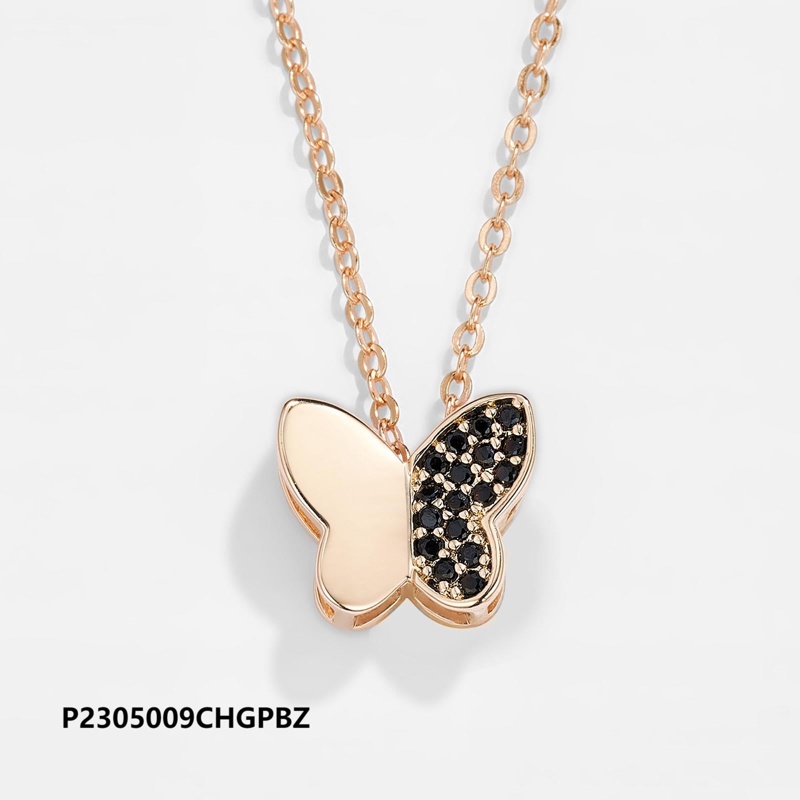 Wholesale copper-plated 14k/18k butterfly zircon necklace, waterproof and colorfast, unique design - Lyra