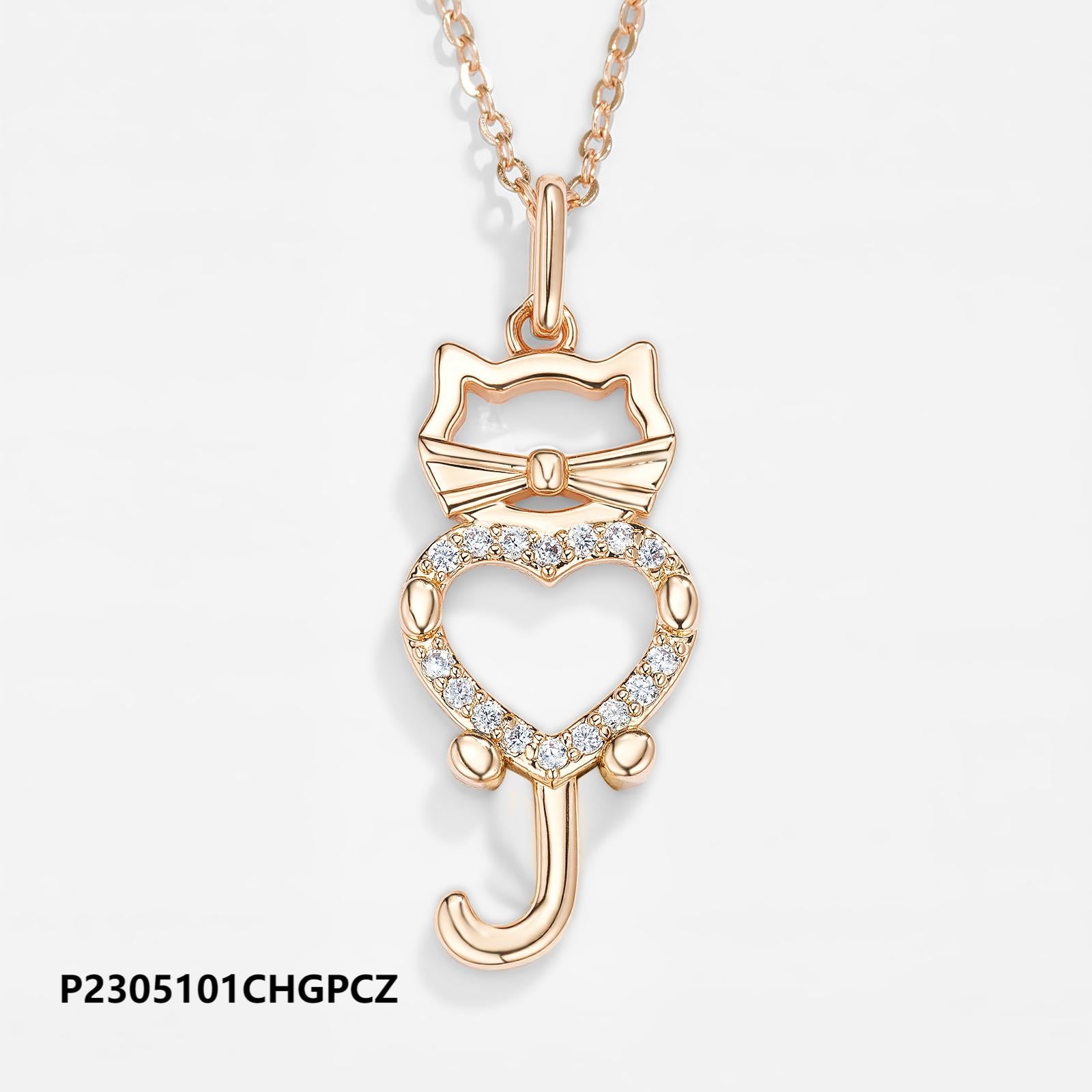 Wholesale environmentally friendly copper plated 14k gold inlaid zircon kitten necklace, environmentally friendly material, not easy to allergic, waterproof and not fade - Lyra