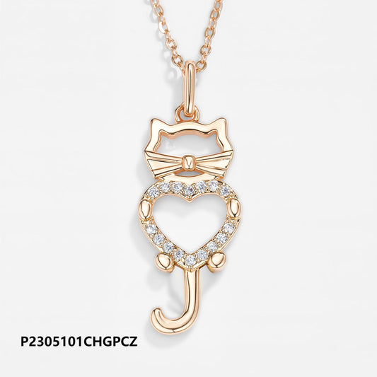 Wholesale environmentally friendly copper plated 14k gold inlaid zircon kitten necklace, environmentally friendly material, not easy to allergic, waterproof and not fade - Lyra