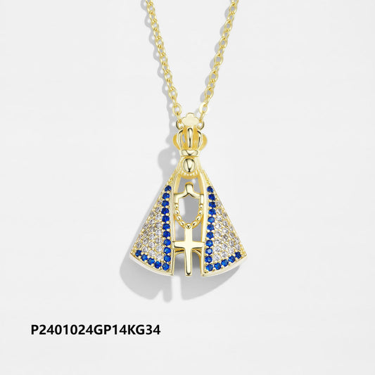 Copper plated k gold zircon necklace wholesale, waterproof and colorfast, original design