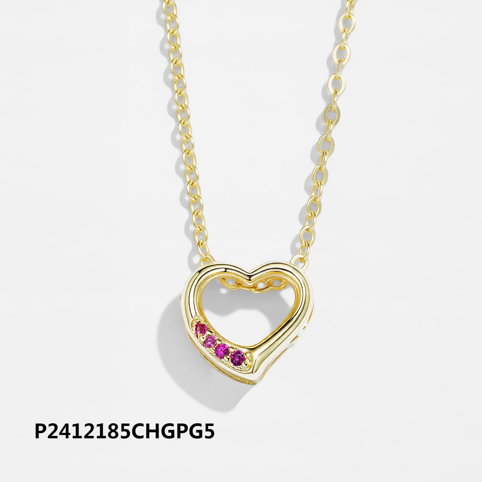 Environmentally friendly copper plated 14k gold heart zircon necklace wholesale, boutique versatile fashion necklace, original design - Lyra
