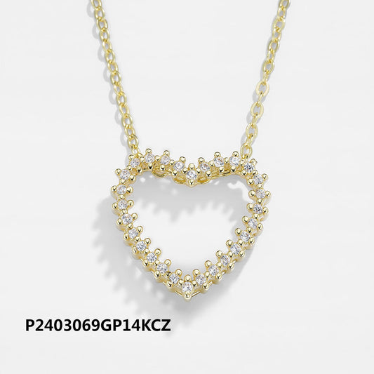 Environmentally friendly copper plated 14k gold heart zircon necklace wholesale, boutique versatile fashion necklace, original design - Lyra