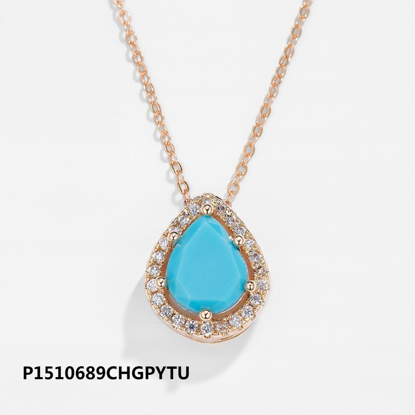 Wholesale copper plated 14k gold zircon teardrop necklace, environmentally friendly material, non-fading and waterproof