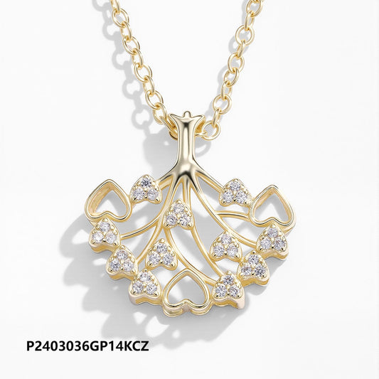 Environmentally friendly copper plated 14k gold "Tree of Freedom" zircon necklace wholesale, boutique versatile fashion necklace, non-fading and waterproof - Lyra