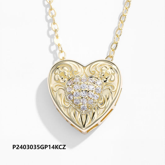 Environmentally friendly copper plated 14k gold heart 6A zircon necklace wholesale, boutique versatile fashion necklace, non-fading and waterproof - Lyra
