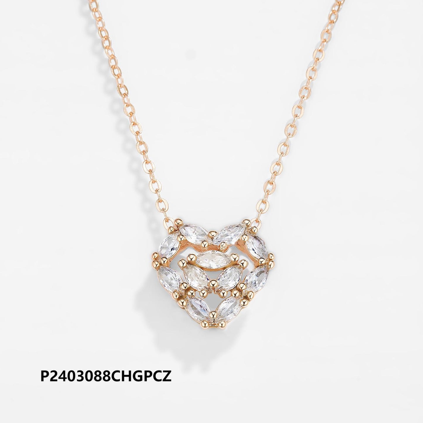 Wholesale copper-plated 14k/18k heart-shaped zircon necklace, waterproof and colorfast, unique design - Lyra