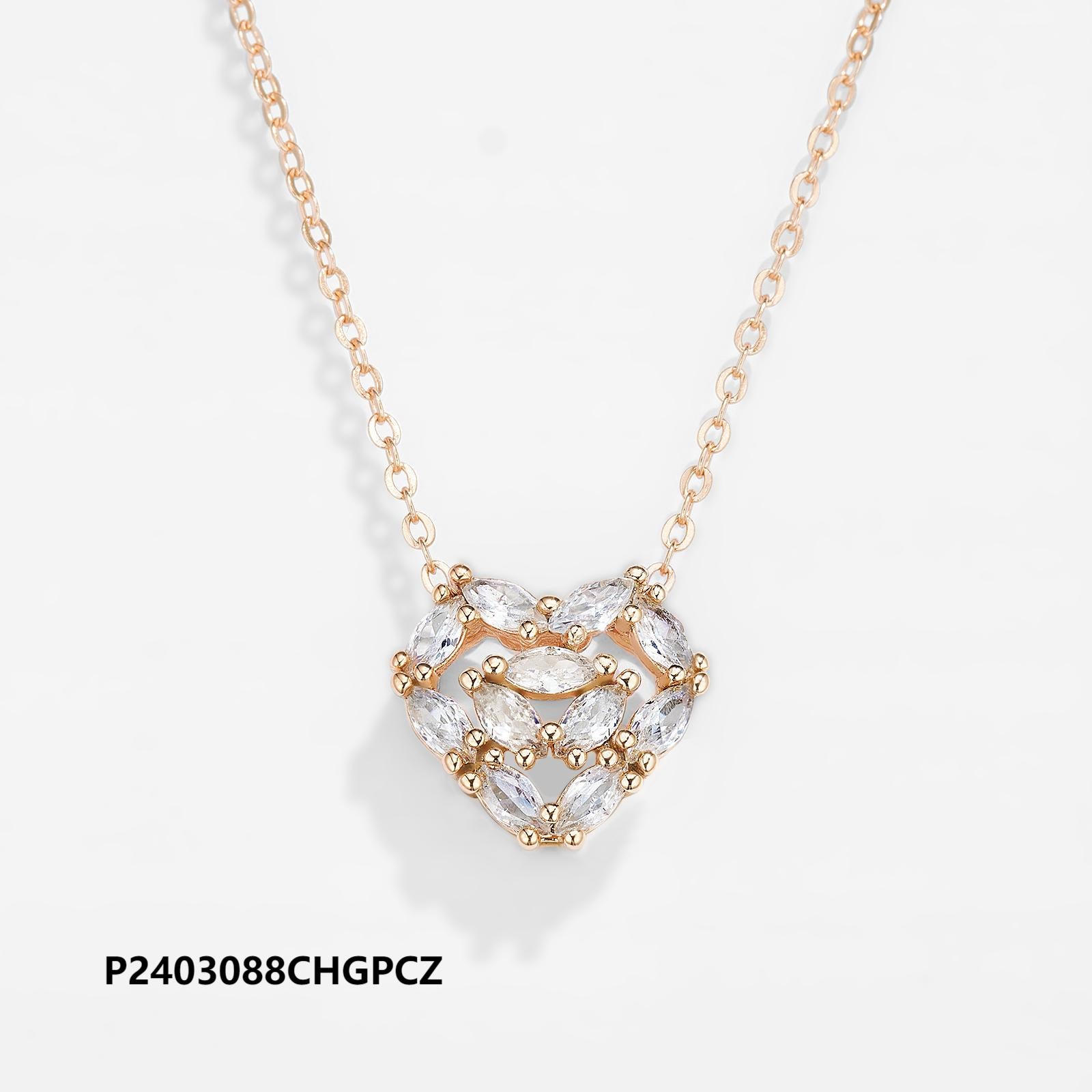 Wholesale copper-plated 14k/18k heart-shaped zircon necklace, waterproof and colorfast, unique design - Lyra