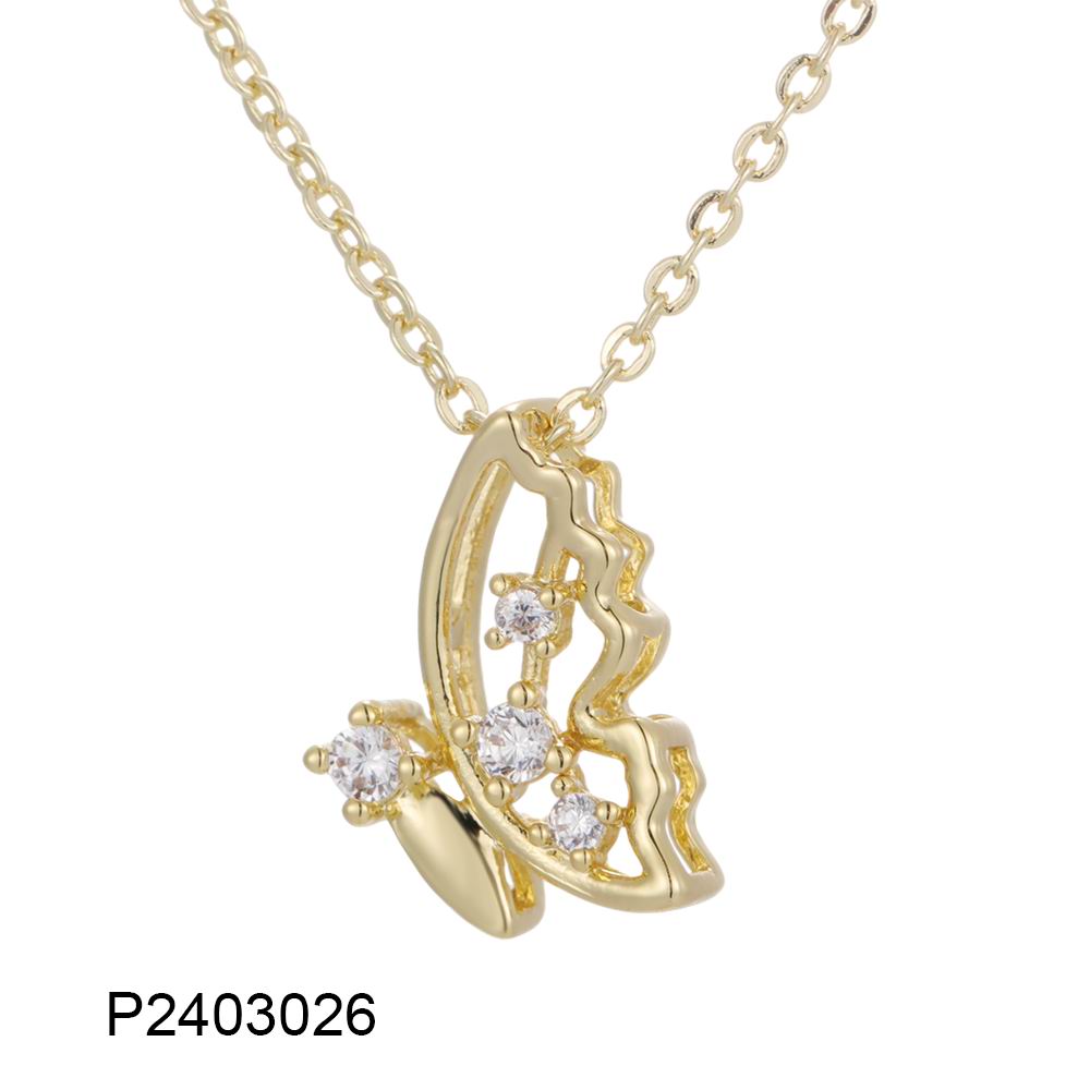 Wholesale copper-plated 14k/18k butterfly zircon necklace, waterproof and colorfast, unique design - Lyra