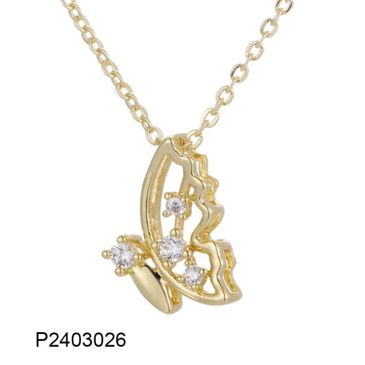 Wholesale copper-plated 14k/18k butterfly zircon necklace, waterproof and colorfast, unique design - Lyra
